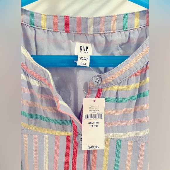 NWT Cotton Gap Kids XXL Lilac Striped Shirt Dress - Picture 2 of 6